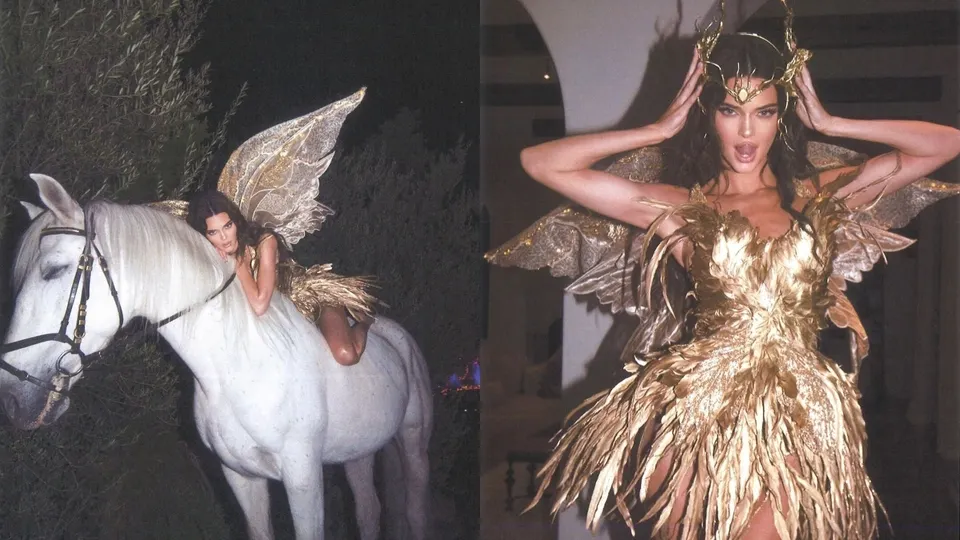 Kendall Jenner s-a transformat într-o zână de aur de Halloween