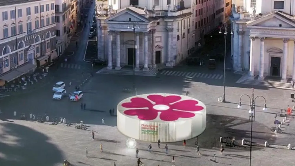 Italia își face sute de pavilioane de vaccinare cu grafică florală pe ele. Ce simbolizează?