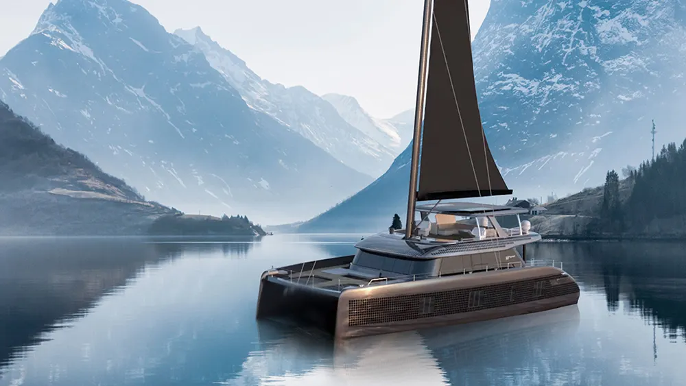 Noul catamaran complet electric combină energia solară și eoliană pentru o autonomie nelimitată