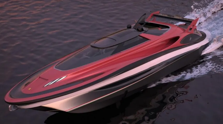 Conceptul de hiperyacht inspirat în întregime de Ferrari are și garaj