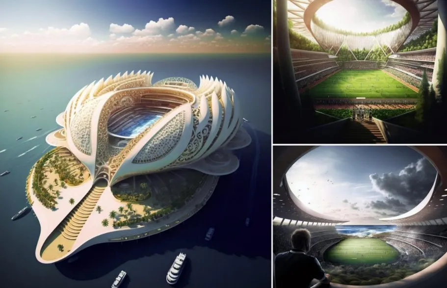 Un designer francez propune Oceanii pentru Cupa Mondială FIFA 2026 - arată ca niște stadioane plutitoare