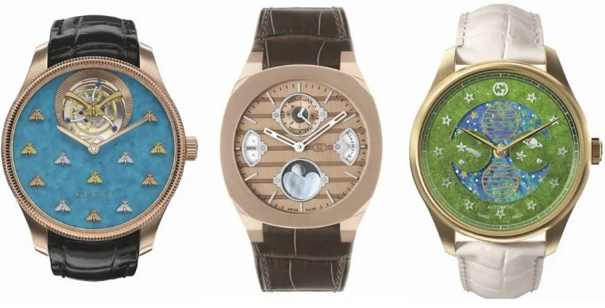 Colecția Gucci Wonderland este un ansamblu de cinci colecții de ceasuri de vis, cu pietre prețioase asemănătoare curcubeului și strălucire tehnică